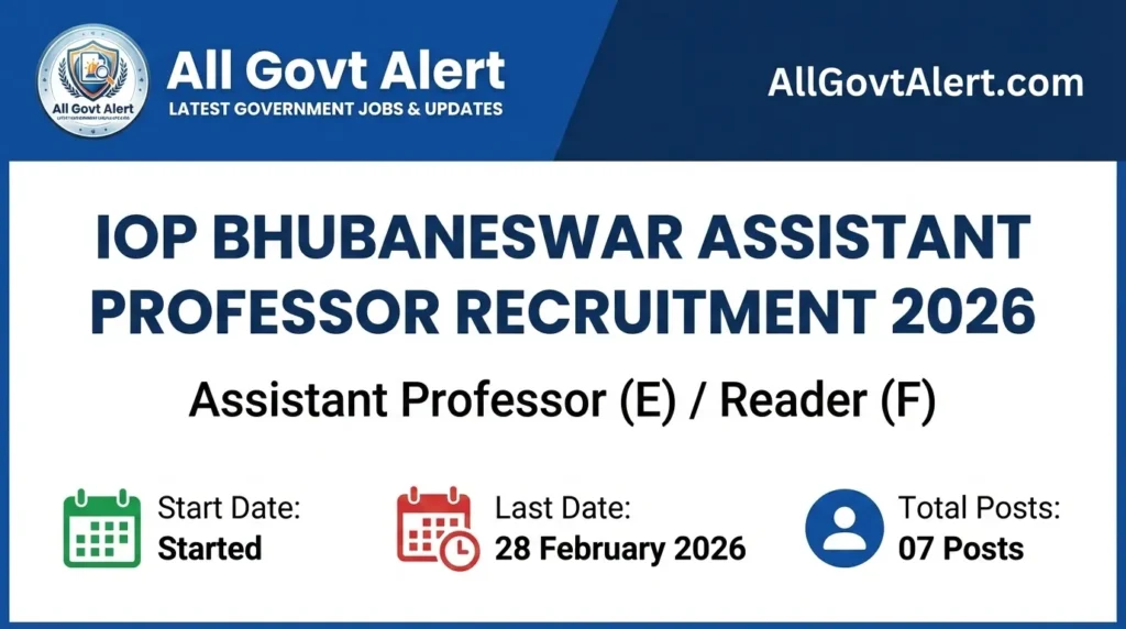 IOP Bhubaneswar Assistant Professor Recruitment 2026 Overview