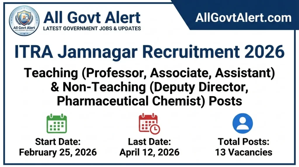 ITRA Jamnagar Recruitment 2026 Apply Offline for Teaching & Non-Teaching Posts