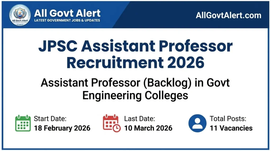 JPSC Assistant Professor Recruitment 2026 Apply Online for 11 Backlog Posts