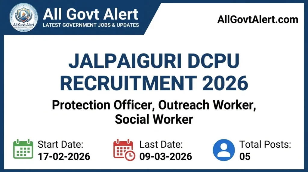 Jalpaiguri DCPU Recruitment 2026 Apply Offline for 5 Contractual Posts