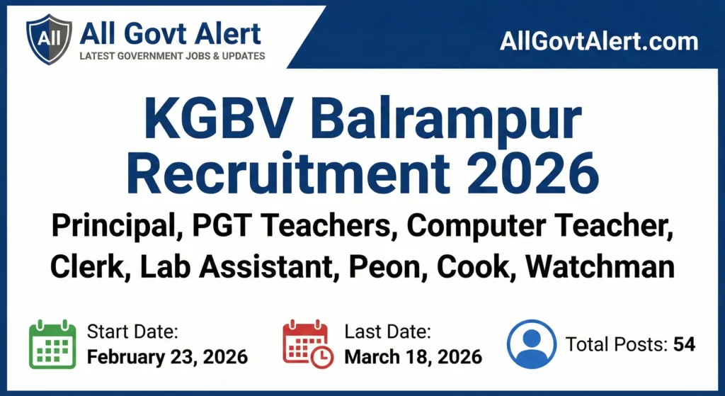 KGBV Balrampur Recruitment 2026 Apply Offline for 54 Teaching & Support Posts