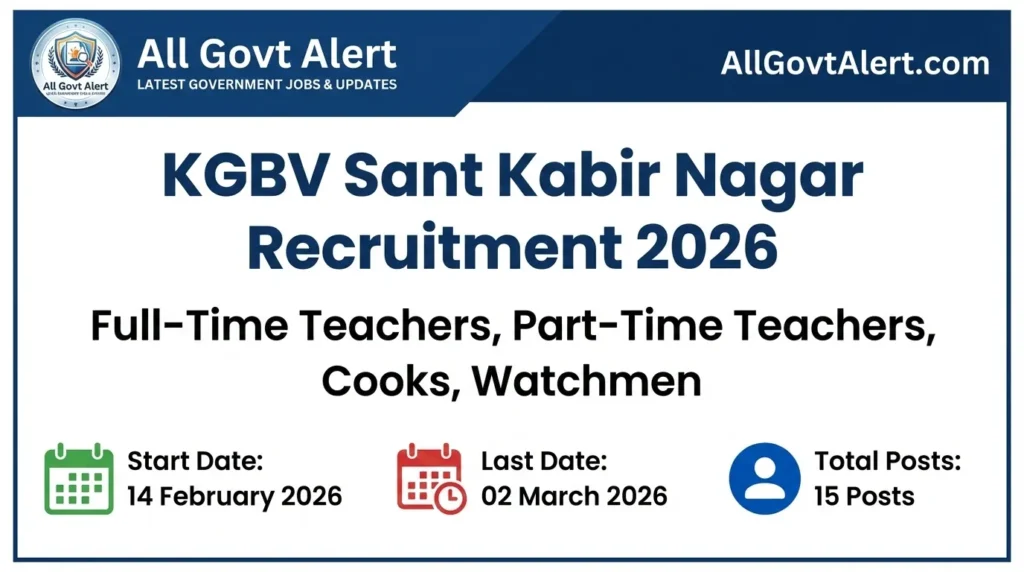 KGBV Sant Kabir Nagar Recruitment 2026 Apply Offline for 15 Posts
