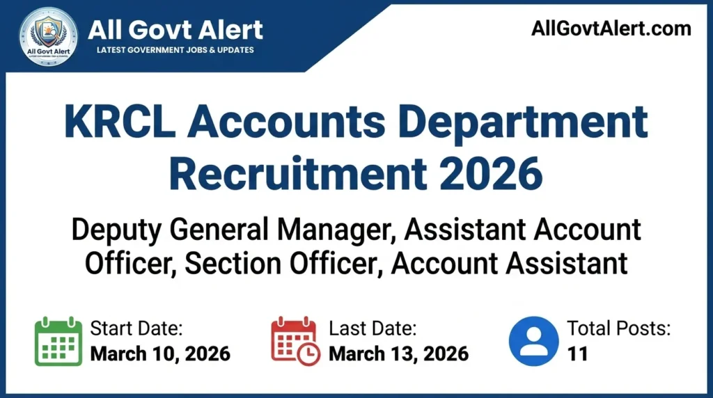 KRCL Accounts Department Recruitment 2026 Walk-In for 11 Posts