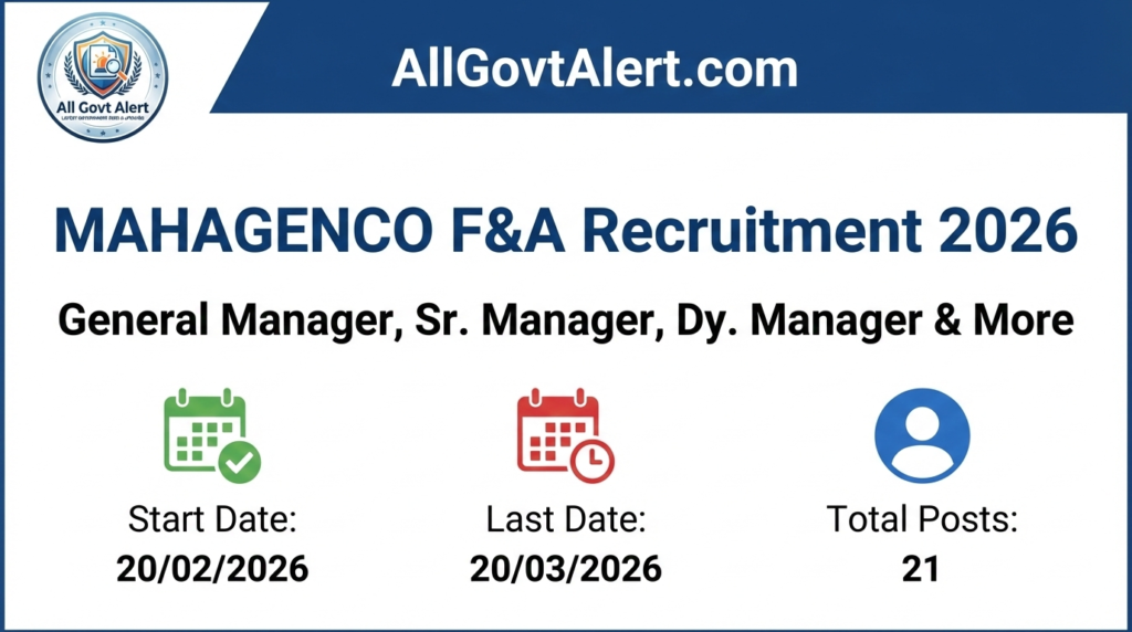 MAHAGENCO F&A Recruitment 2026 Apply Online for 21 Manager & GM Posts