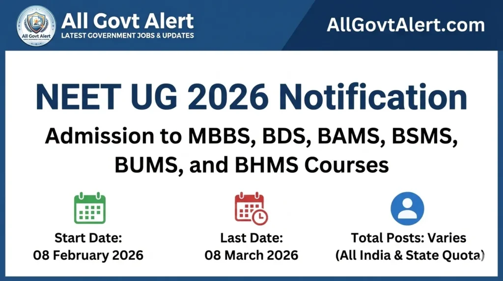 NEET UG 2026 Notification Out Apply Online, Exam Date & Eligibility