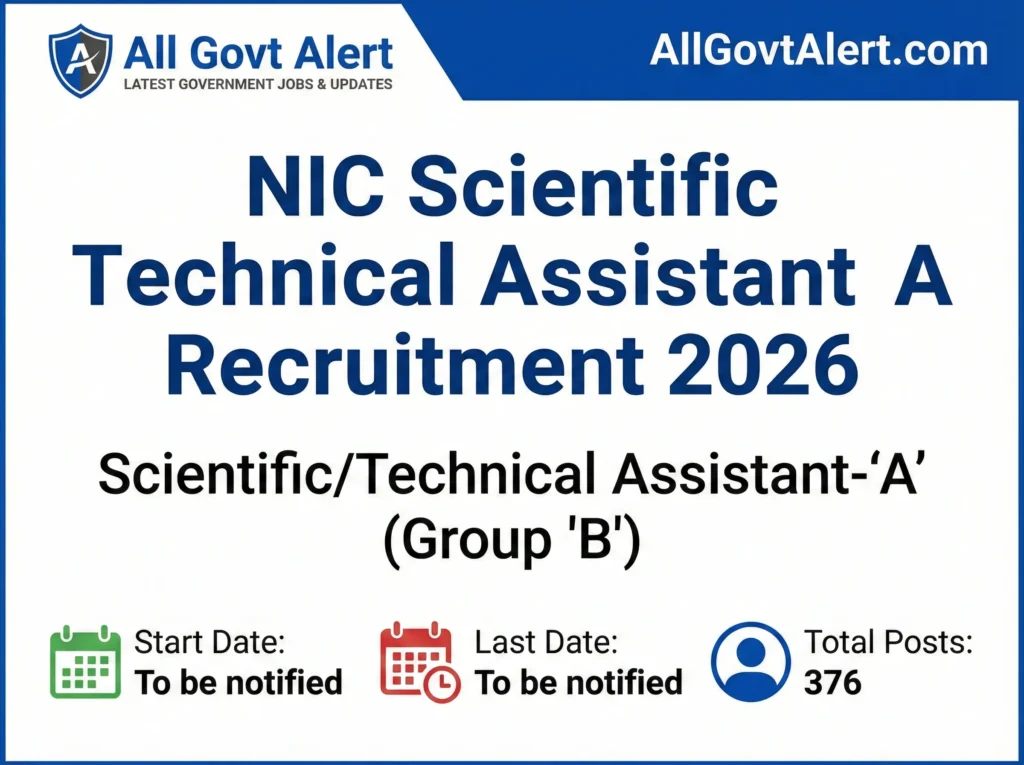 NIC Scientific Technical Assistant A Recruitment 2026 short notification has been officially released by the National Informatics Centre (NIC) under the Ministry 
