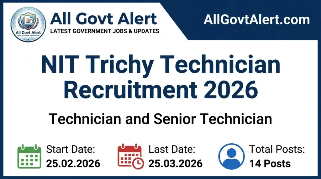 NIT Trichy Technician Recruitment 2026 Apply Online for 14 Group C Posts