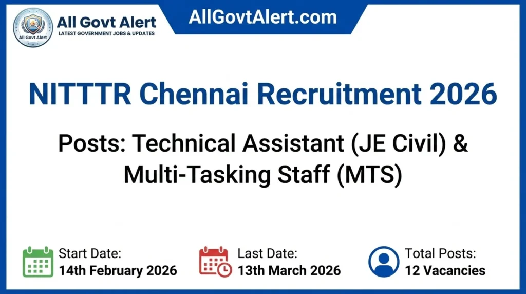 NITTTR Chennai Recruitment 2026 Apply Online for MTS & JE Civil Posts