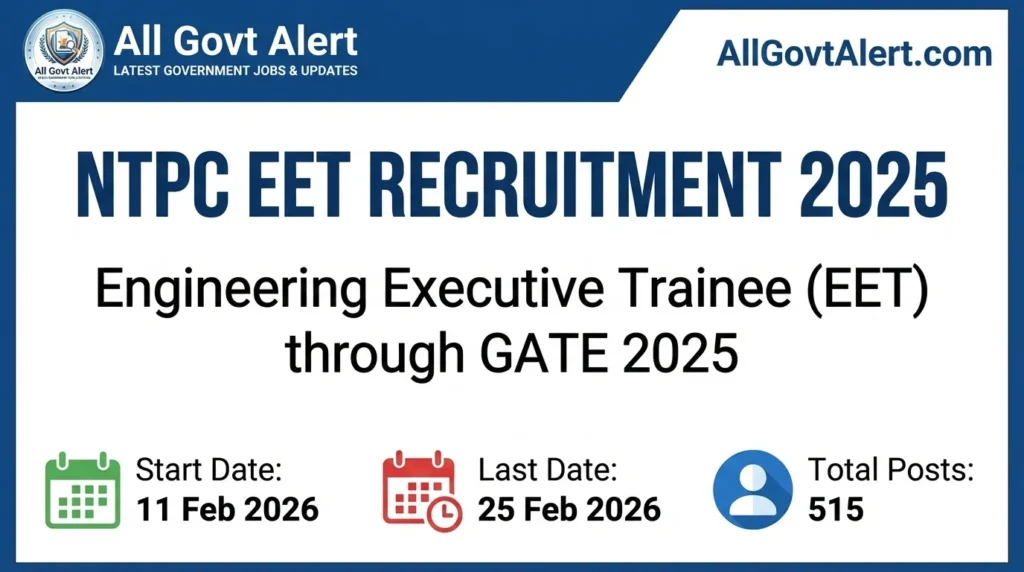 NTPC Limited, India's largest power giant, has officially released a massive recruitment notification for engineering graduates. They are hiring for the post of Engineering Executive Trainees (EET) 2025
