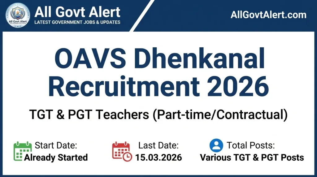 OAVS Dhenkanal Recruitment 2026 is a great opportunity for candidates looking to build a career in the teaching sector in Odisha. 