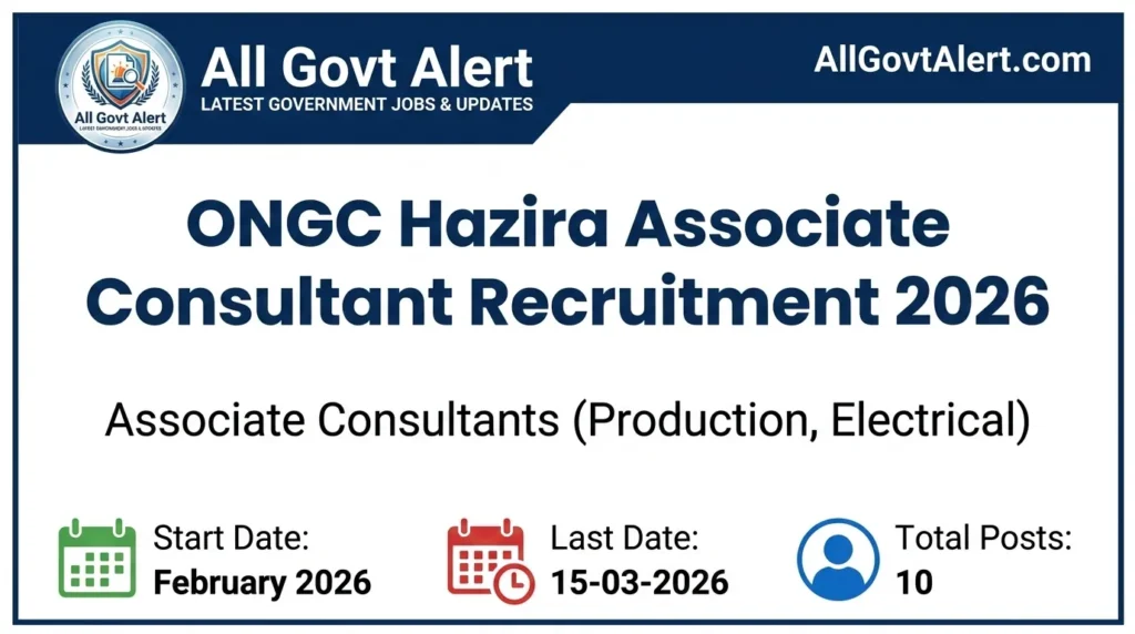 ONGC Hazira Associate Consultant Recruitment 2026 Apply Offline for 10 Posts