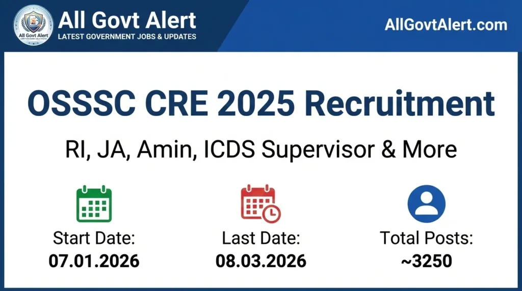 OSSSC CRE 2025 Recruitment Apply Online for 3250 Vacancies