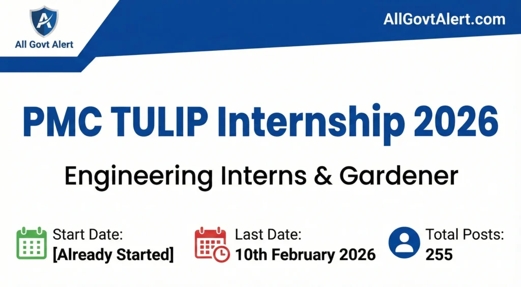 PMC TULIP Internship 2026 Apply Online for 255 Vacancies (Civil, Electrical, Mech & Gardener)