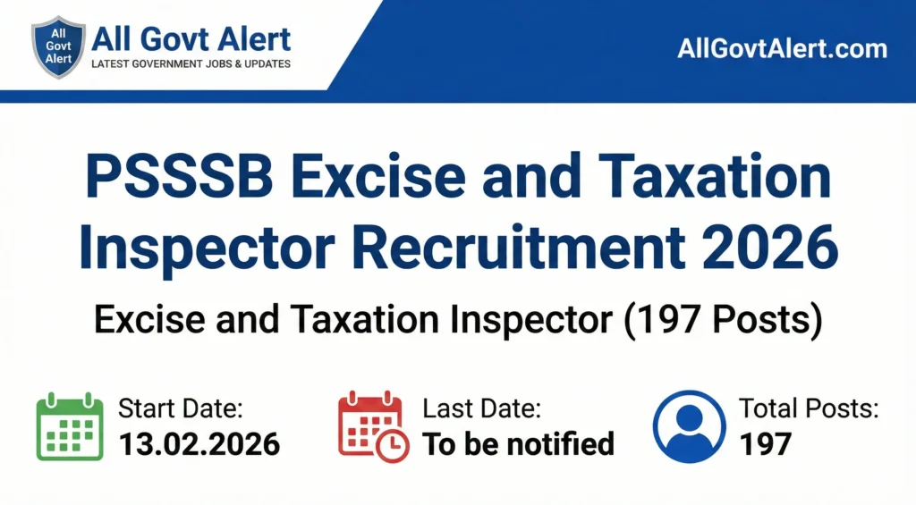 PSSSB Excise and Taxation Inspector Recruitment 2026 Overview