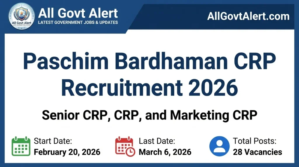 Paschim Bardhaman CRP Recruitment 2026 Apply Offline for 28 Vacancies