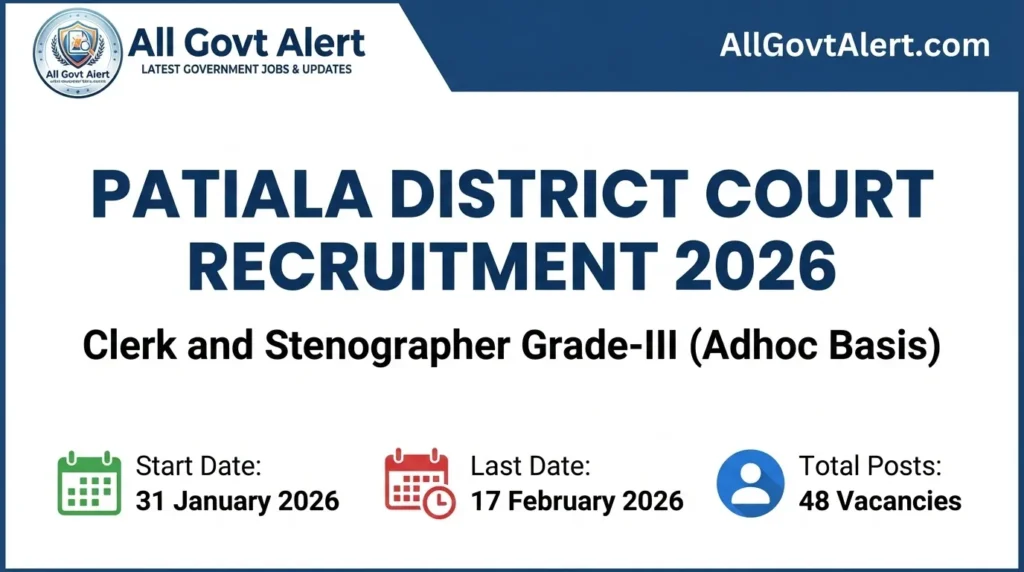 Patiala District Court Recruitment 2026 Apply for 48 Clerk & Stenographer Posts