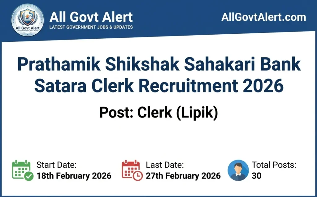 Prathamik Shikshak Sahakari Bank Satara Clerk Recruitment 2026 Overview