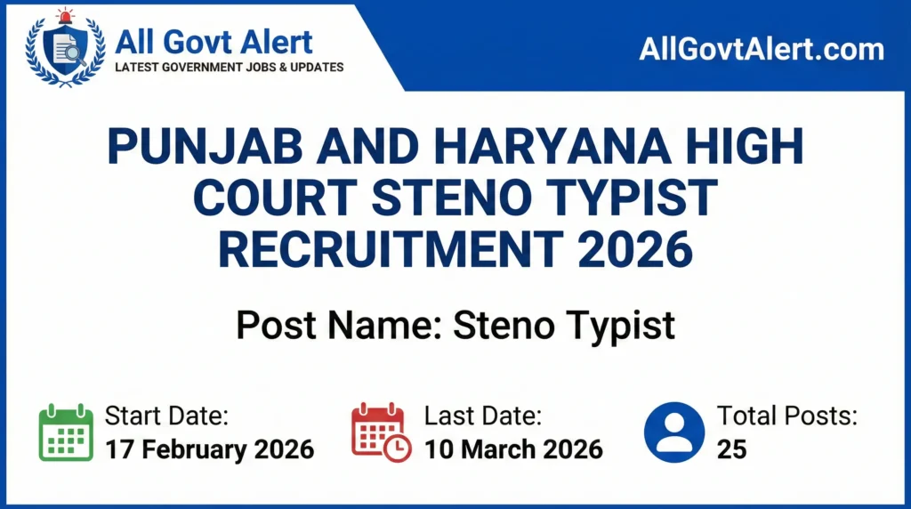 Punjab and Haryana High Court Steno Typist Recruitment 2026