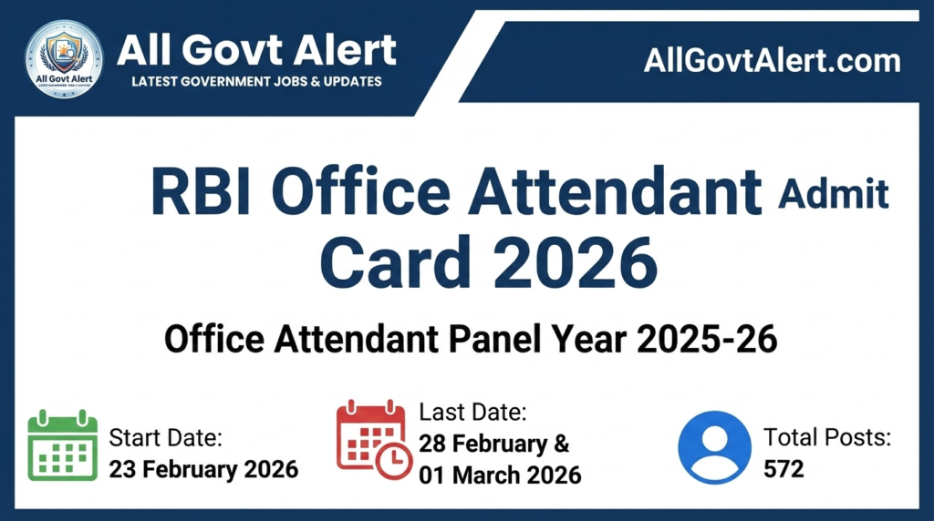 RBI Office Attendant Admit Card 2026 Out Download Hall Ticket for 572 Posts