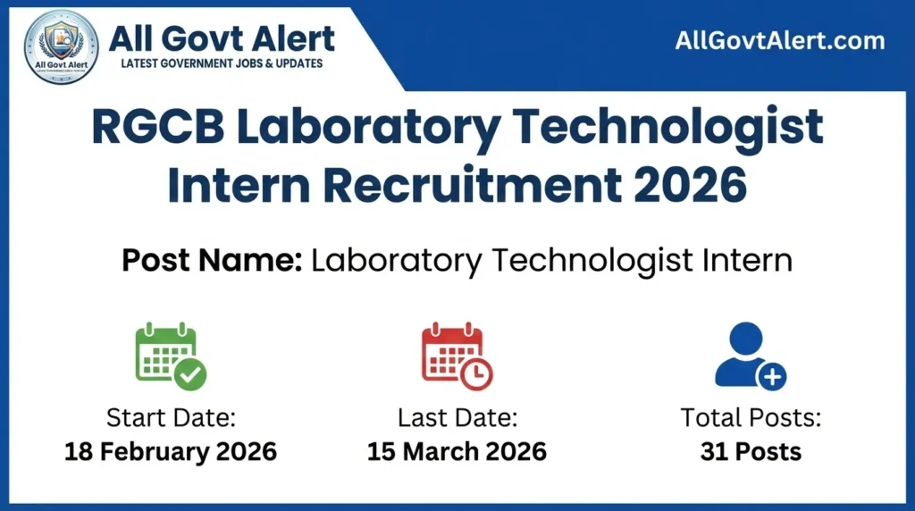 RGCB Laboratory Technologist Intern Recruitment 2026 Overview