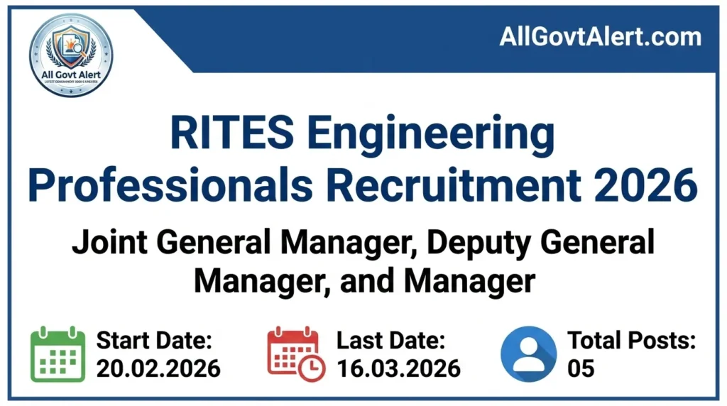 RITES Engineering Professionals Recruitment 2026 Apply Online for JGM, DGM, & Manager Posts