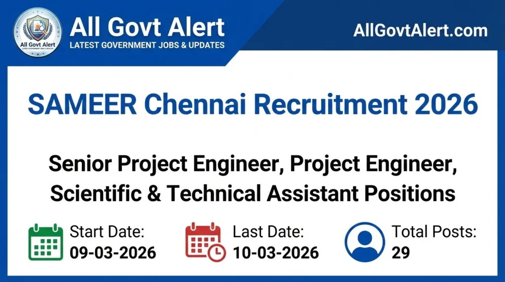 SAMEER Chennai Recruitment 2026 Walk-in Interview for 29 Posts