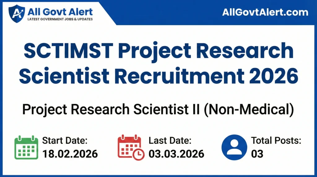 SCTIMST Project Research Scientist Recruitment 2026 Apply Online Now