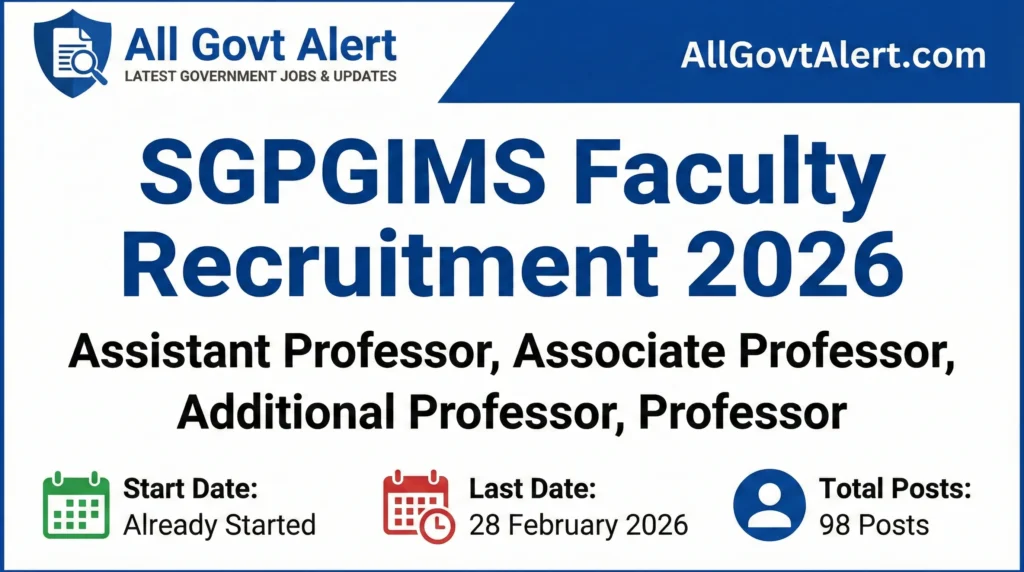 SGPGIMS Faculty Recruitment 2026 Apply Offline for 98 Backlog Posts