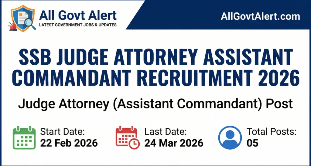 SSB Judge Attorney Assistant Commandant Recruitment 2026