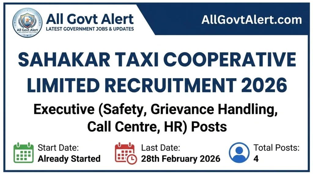 Sahakar Taxi Cooperative Limited Recruitment 2026