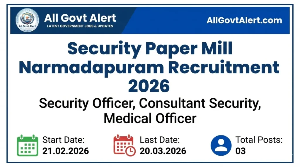 Security Paper Mill Narmadapuram Recruitment 2026 Apply Offline for 3 Posts