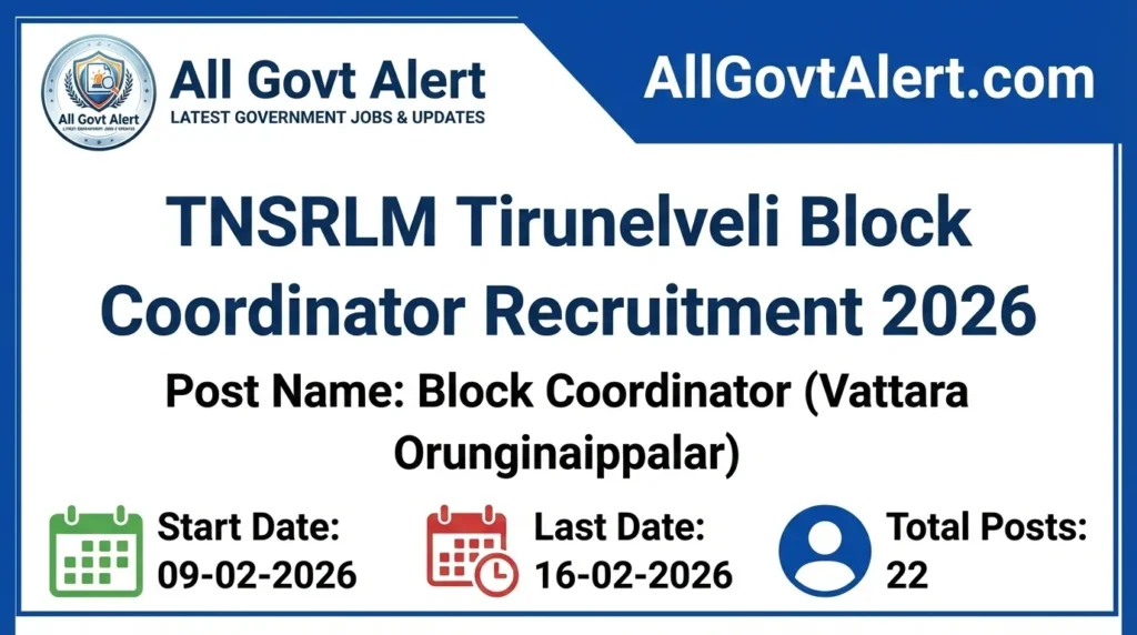TNSRLM Tirunelveli Block Coordinator Recruitment 2026
