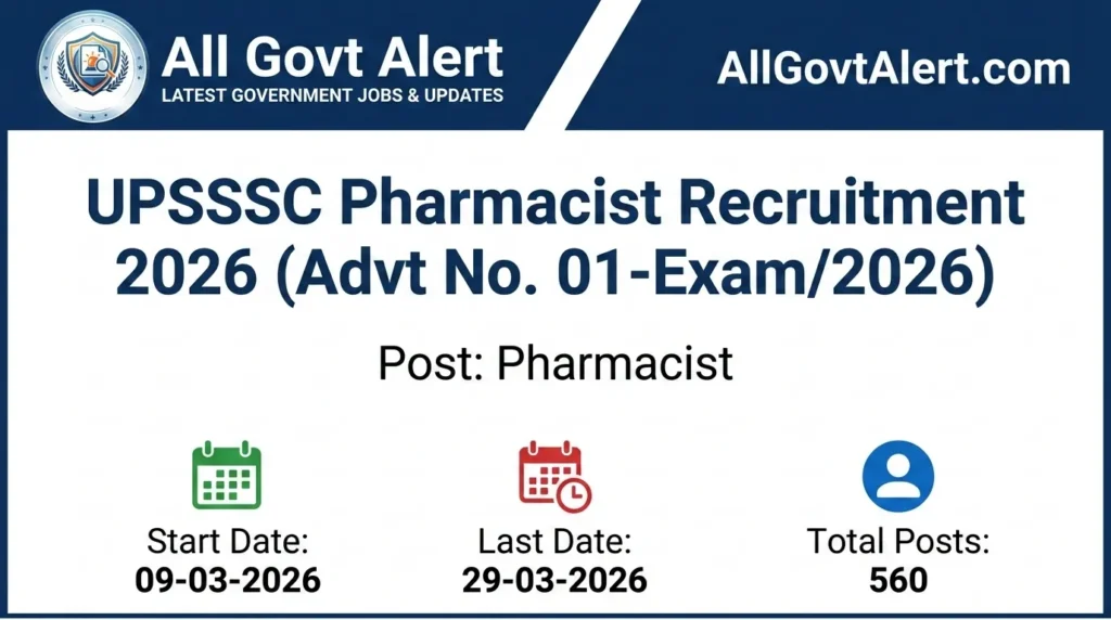 UPSSSC Pharmacist Recruitment 2026 Apply Online for 560 Posts