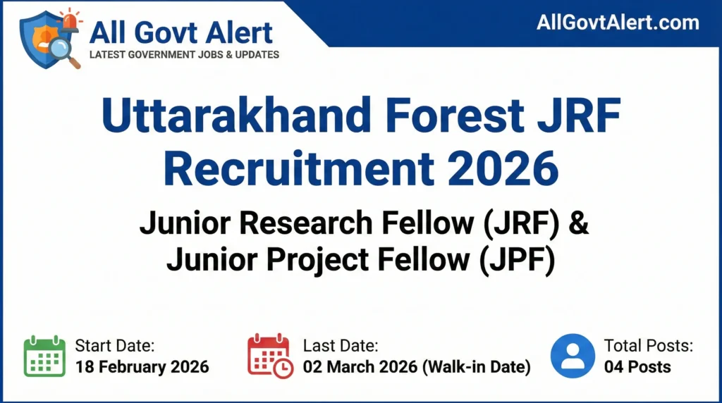 Uttarakhand Forest JRF Recruitment 2026 : Apply Offline for 04 Posts
