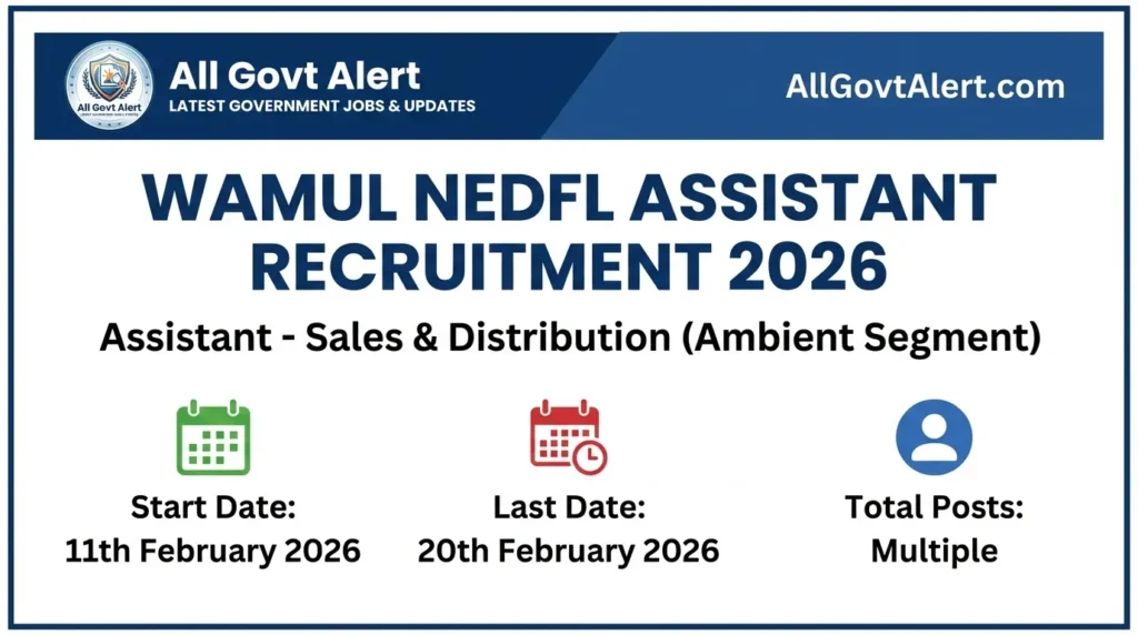 The West Assam Milk Producers' Co-operative Union Ltd. (WAMUL), widely known as Purabi Dairy, has released an official notification for WAMUL NEDFL Assistant Recruitment 2026