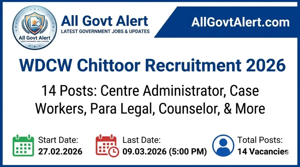 WDCW Chittoor Recruitment 2026 Apply Offline for 14 One Stop Centre Jobs