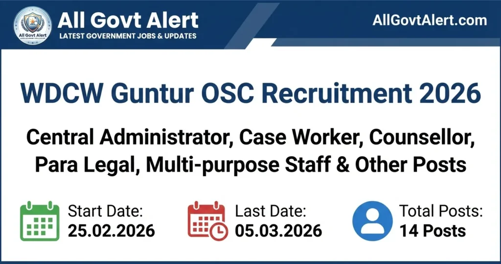 WDCW Guntur OSC Recruitment 2026 Apply Offline for 14 Contract Vacancies
