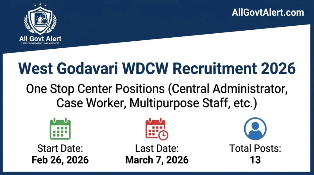 West Godavari WDCW Recruitment 2026 Apply Offline for 13 Posts