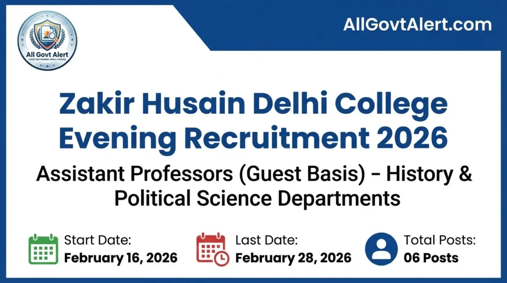 Zakir Husain Delhi College Evening Recruitment 2026 has been officially announced for qualified candidates seeking teaching opportunities at the University of Delhi. 