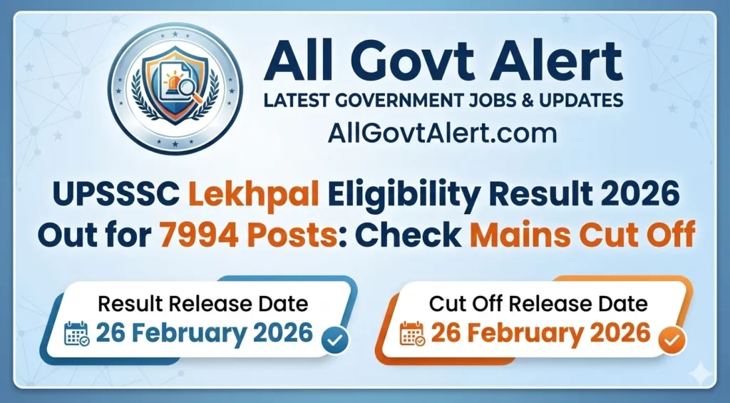 UPSSSC Lekhpal 2026 Eligibility Result and Cut Off released for 7994 posts - AllGovtAlert.com
