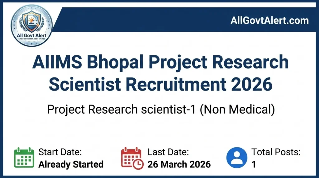 AIIMS Bhopal Project Research Scientist Recruitment 2026 Apply Now