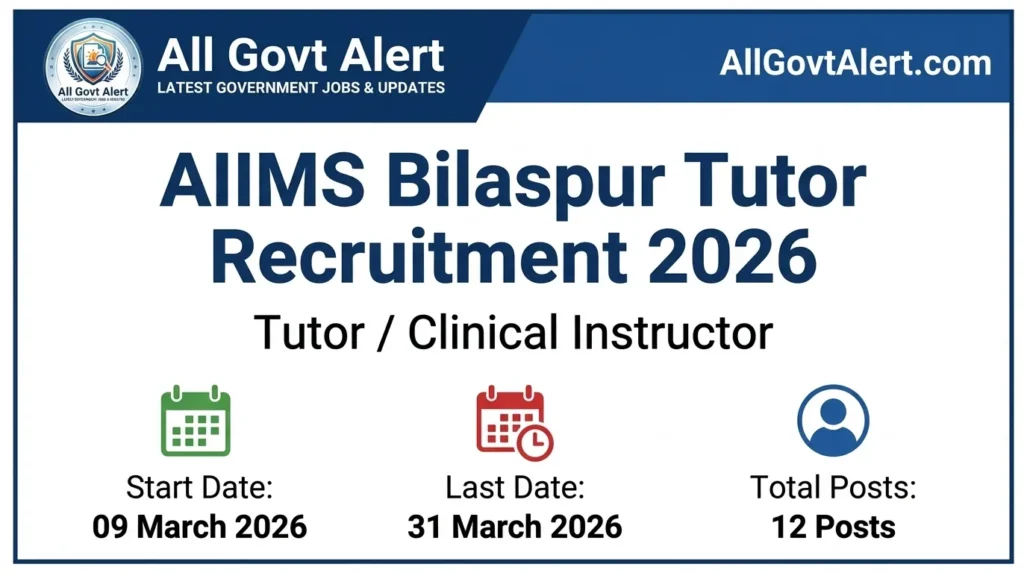 AIIMS Bilaspur Tutor Recruitment 2026 Apply Online for 12 Posts