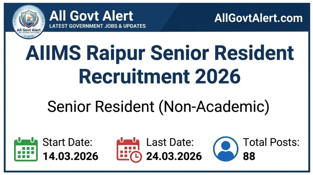 AIIMS Raipur Senior Resident Recruitment 2026 Apply Online for 88 Posts