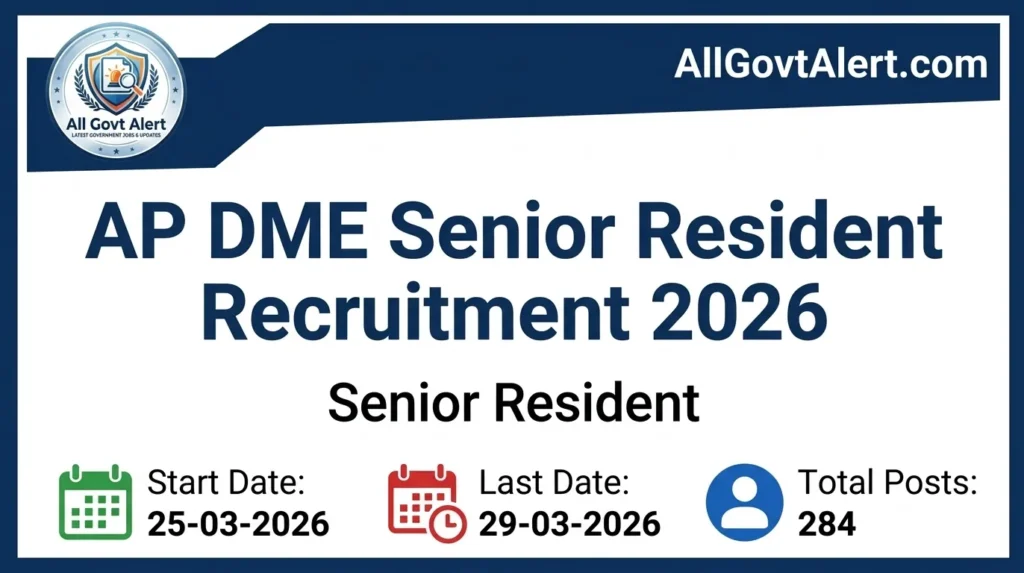 AP DME Senior Resident Recruitment 2026 Apply Online for 284 Posts