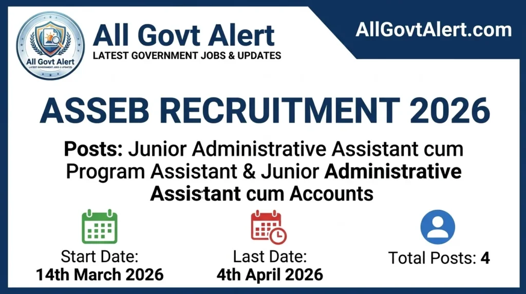 ASSEB Recruitment 2026 Apply Online for Junior Administrative Assistant Vacancies