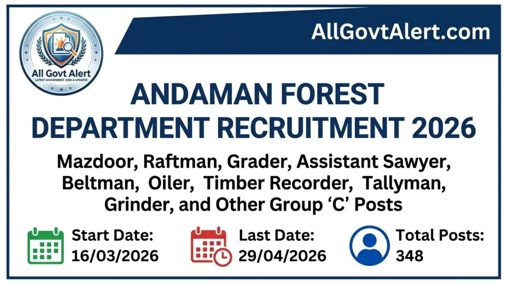 Andaman Forest Department Recruitment 2026  Apply Online for 348 Group C Posts