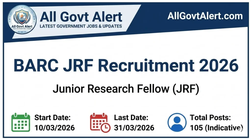 BARC JRF Recruitment 2026 Apply Online for 105 Junior Research Fellowships