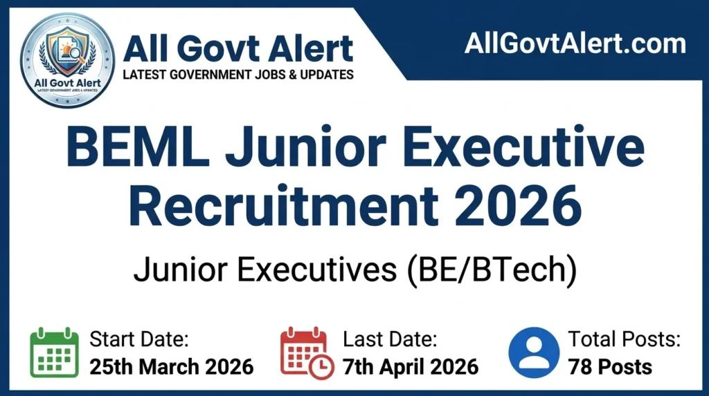 BEML Junior Executive Recruitment 2026 Apply Online for 78 Posts