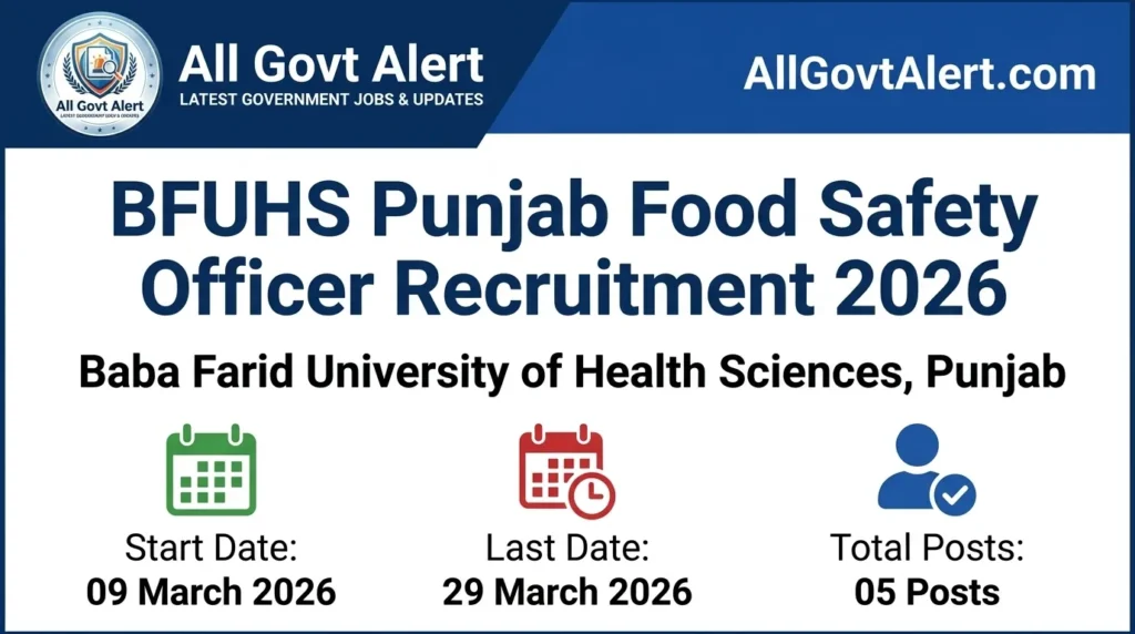 BFUHS Punjab Food Safety Officer Recruitment 2026 Apply Online for 5 Posts