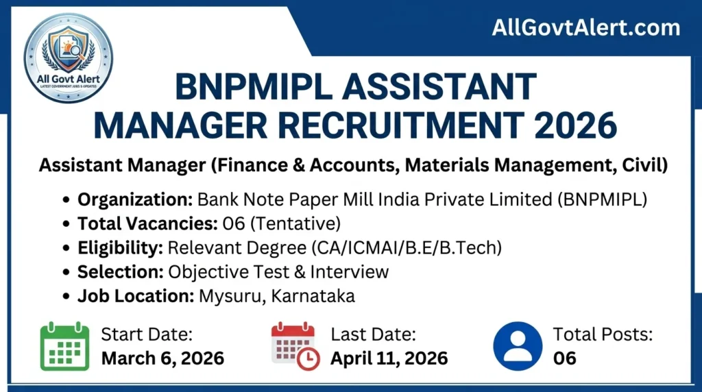 BNPMIPL Assistant Manager Recruitment 2026 Apply Offline for AM Posts